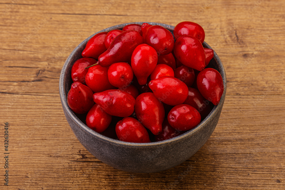 Sweet and ripe cornel berries Sweet and ripe cornel berries