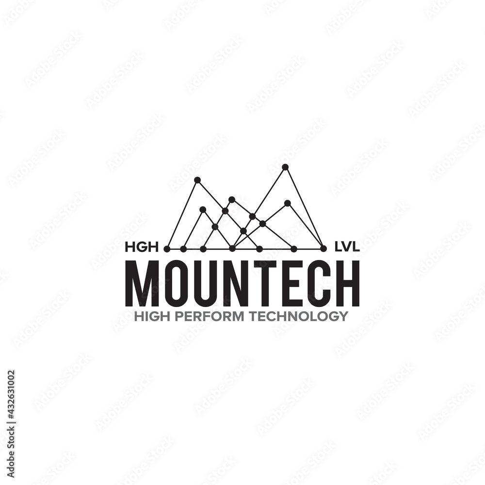 Mountain technology logo design template