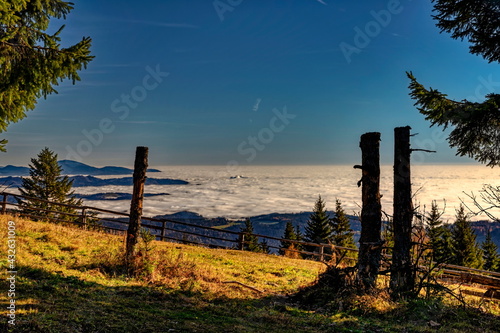 sunset in the mountains with a sea of fog