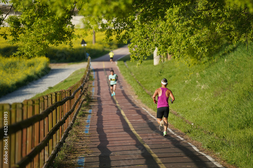A man jogging in the early morning