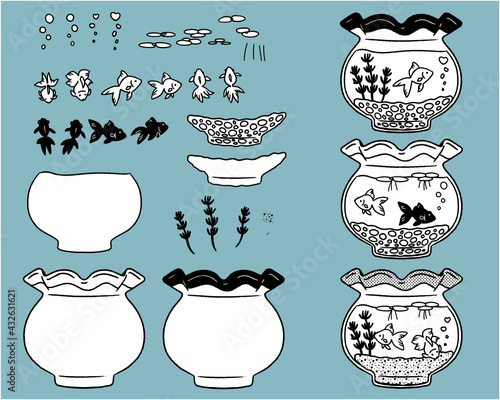  金魚01-線画.