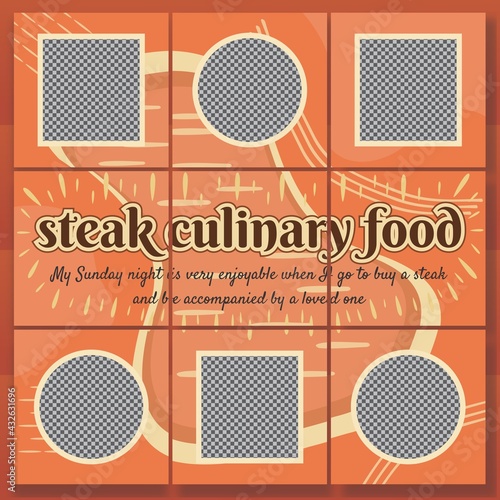 Instagram puzzle feed with steak culinary