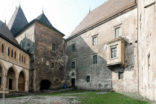 Architectural details of Corvin Castle, also known as Hunyadi Castle or Hunedoara Castle, Hunedoara County, Transylvania, Romania