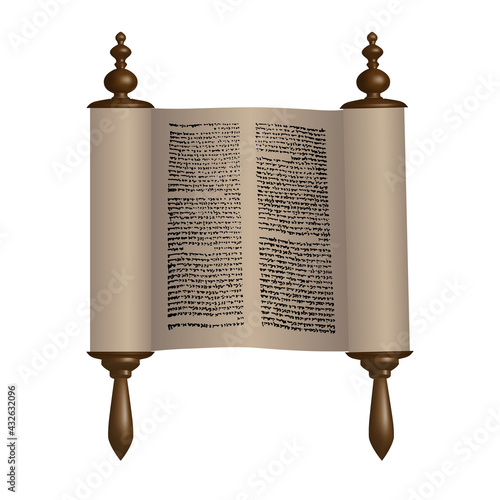 Torah scroll with text. Vector clip art. Without a background, isolated.