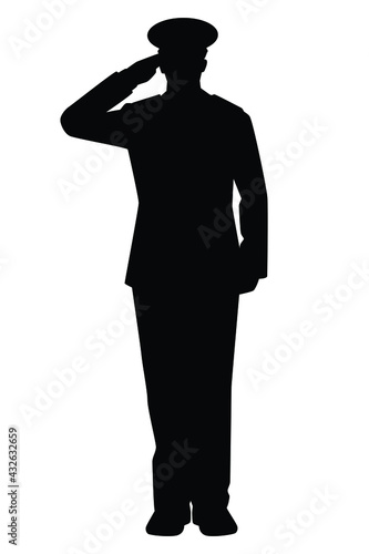 Soldier officer silhouette on white background