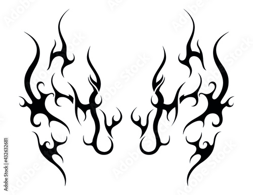fire burn flame abstract ethnic celtic east theme tattoo under skin symbol sticker
