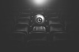 Illustration of surreal man with big eye watching movie, surreal abstract concept