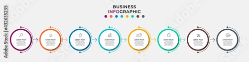 Vector Infographic design business template with icons and 8 options or steps. Can be used for process diagram, presentations, workflow layout, banner, flow chart, info graph