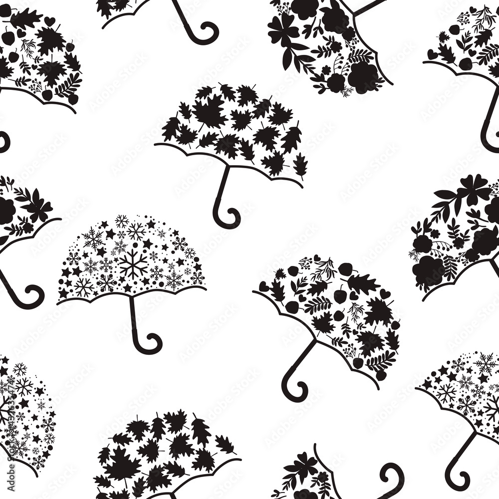 Naklejka premium Umbrellas art, vector pattern illustration.