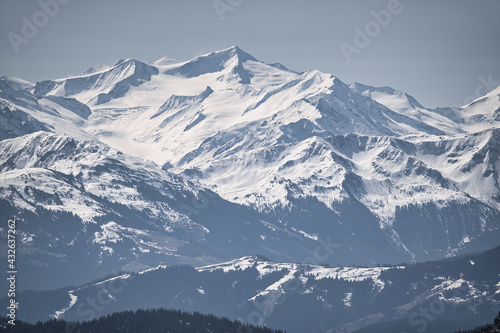 snow covered mountains in winter