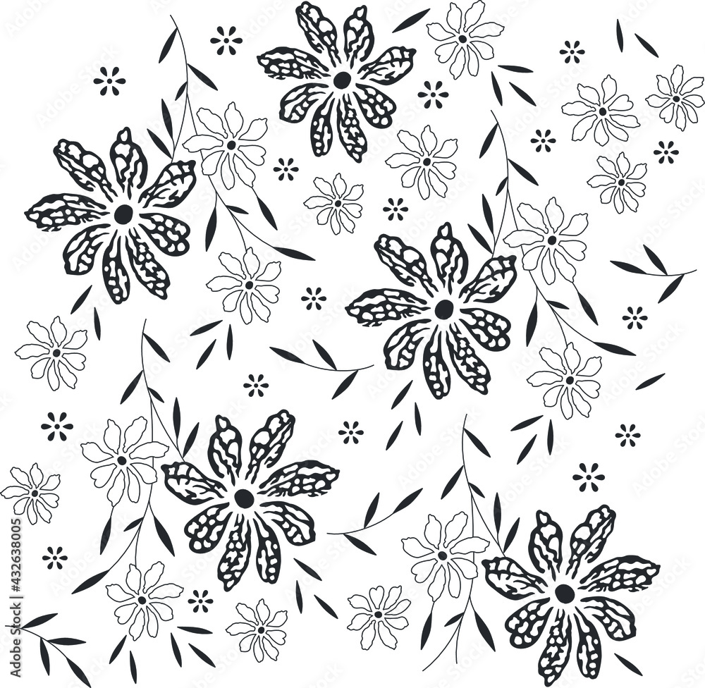 Fototapeta premium flower and leaf pattern for fabric print, texture, tile, background, surface, wrapping use