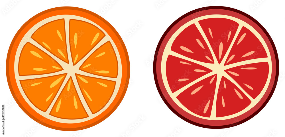 Simple orange and red citrus slice vector drawing Simple orange and red citrus slice vector drawing