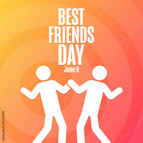 Best Friends Day. June 8. Holiday concept. Template for background, banner, card, poster with text inscription. Vector EPS10 illustration.