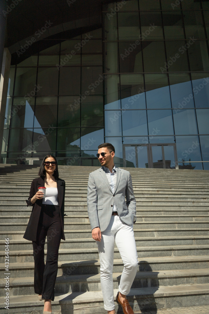 Fototapeta premium Business people walking and talking