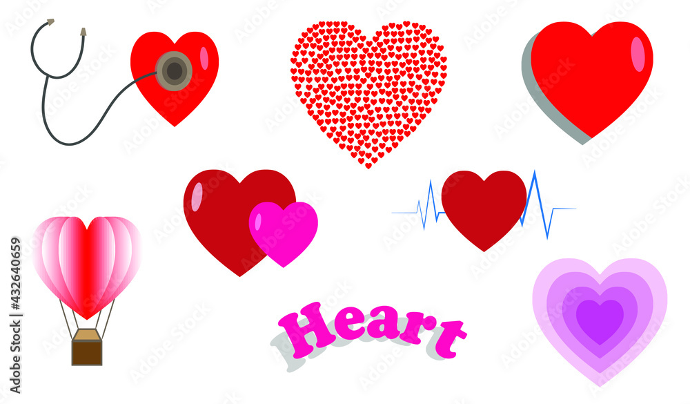 Heart icon collection, vector. Love symbol icon set, heart symbols isolated on a white background 2 Heart icon collection, vector. Love symbol icon set, heart symbols isolated on a white background 2