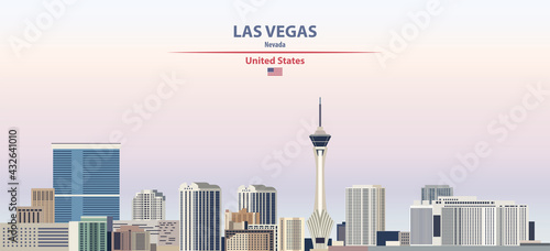 Las Vegas cityscape on sunset sky background vector illustration