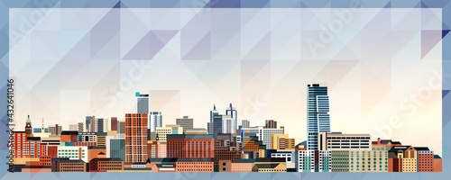 Leeds skyline vector colorful poster on beautiful triangular texture background