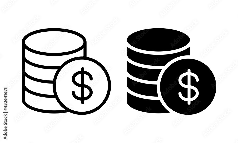 money coins icon vector for web site money coins icon vector for web site