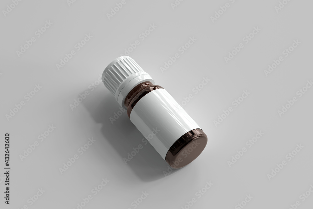 Amber Glass Medicine Bottle with Empty Label 3D Rendering Amber Glass Medicine Bottle with Empty Label 3D Rendering
