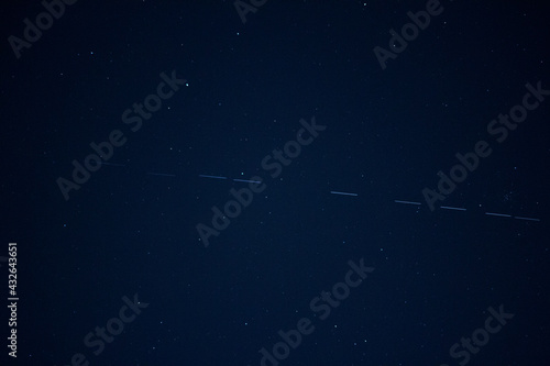 Starlink satellites passing by in the night sky