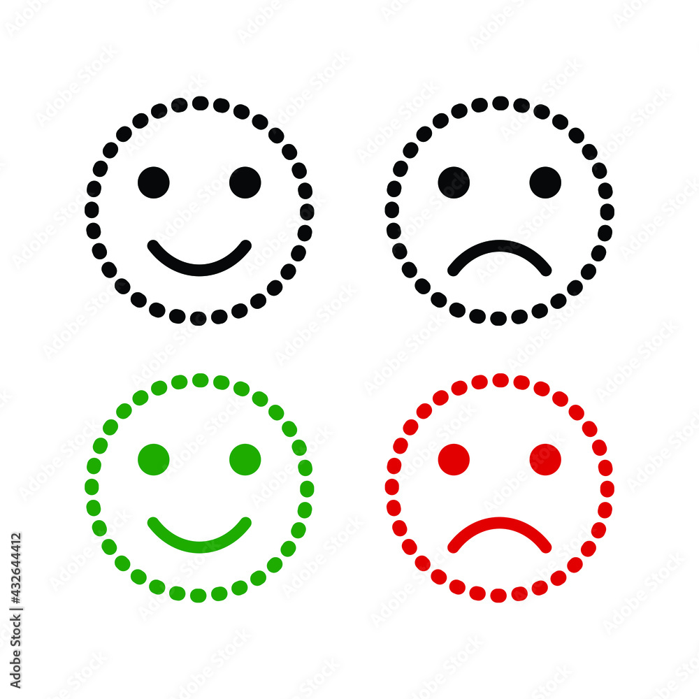 Fototapeta premium happy and sad face, satisfy and disappointed, smile and angry emotion