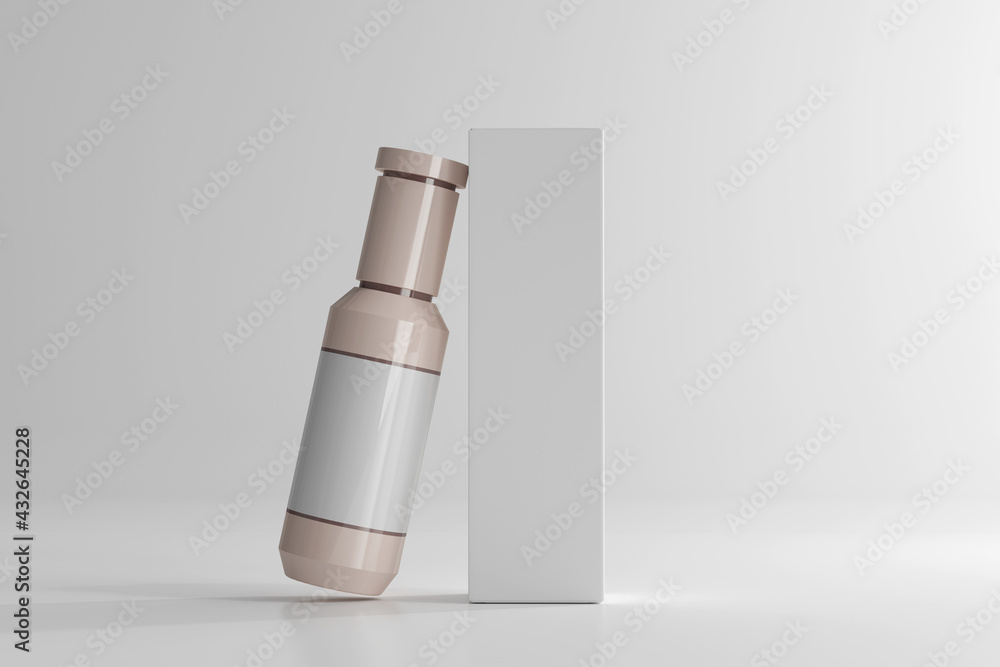 Isolated Cosmetic Plastic Bottle and Box 3D Rendering Isolated Cosmetic Plastic Bottle and Box 3D Rendering