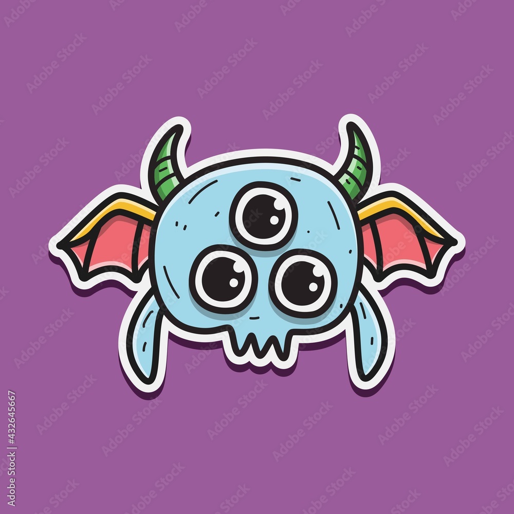 Fototapeta premium cute monster cartoon doodle design for coloring, backgrounds, stickers, logos, symbol, icons and more