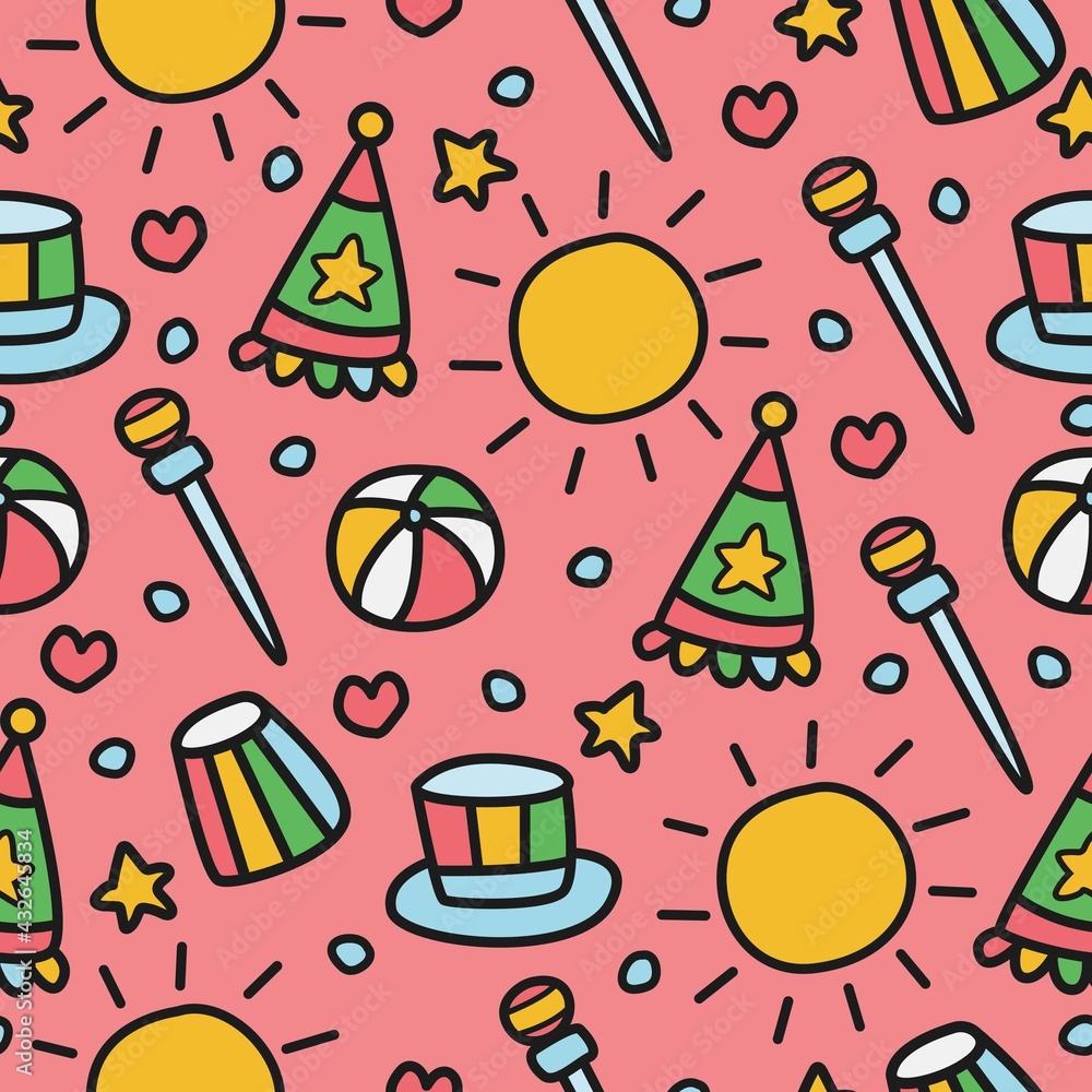 hand drawn kawaii cartoon doodle pattern vector design hand drawn kawaii cartoon doodle pattern vector design