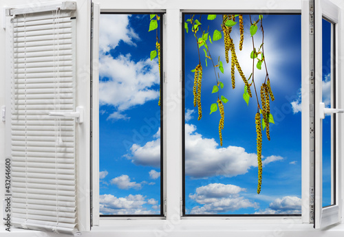 open window cloud sun