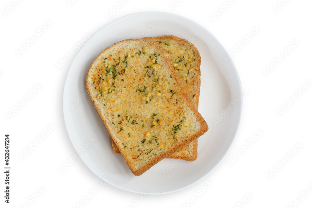 Weed garlic bread, Toasted bread with garlic and marijuana leaves isolated on white background. This mage is stacked with clipping path for advertisement ideas conept. Weed garlic bread, Toasted bread with garlic and marijuana leaves isolated on white background. This mage is stacked with clipping path for advertisement ideas conept.