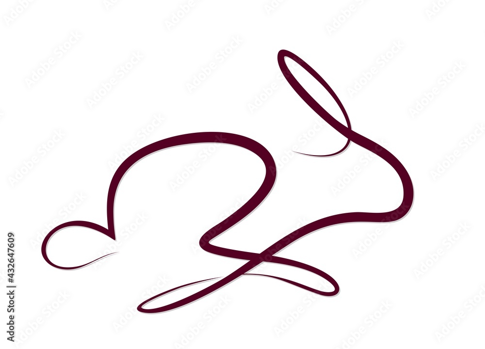 The one line symbol of running rabbit. The one line symbol of running rabbit.