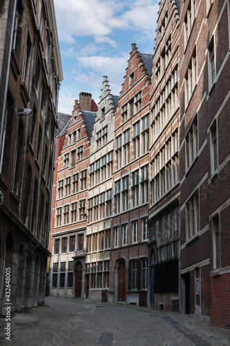 Old street of the historic city center of Antwerpen (Antwerp), Belgium