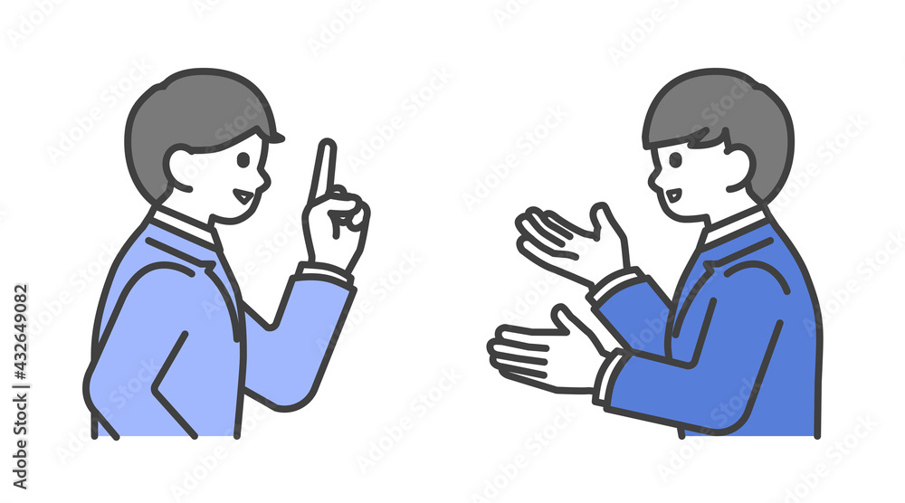ディスカッションをする男性のイラスト素材 ディスカッションをする男性のイラスト素材