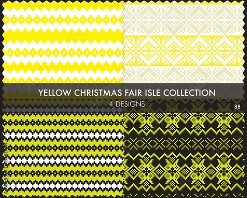Yellow Christmas Fair Isle Seamless Pattern Collection