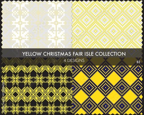 Yellow Christmas Fair Isle Seamless Pattern Collection