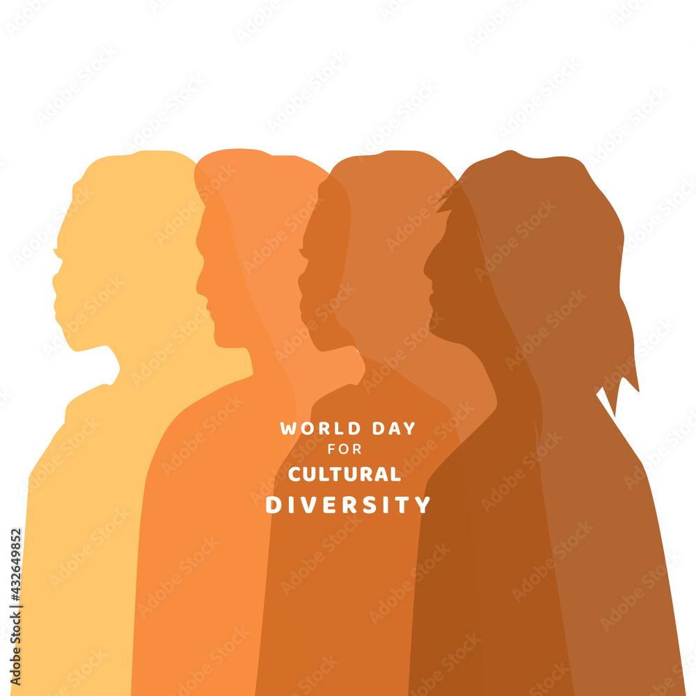 World Day For Cultural Diversity, vector illustration people silhouette color full