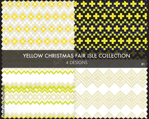 Yellow Christmas Fair Isle Seamless Pattern Collection