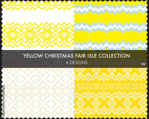 Yellow Christmas Fair Isle Seamless Pattern Collection