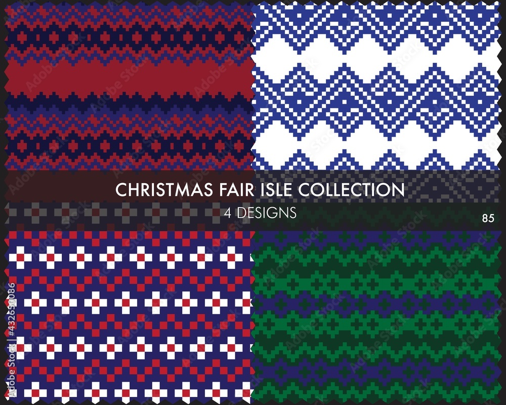 Christmas Fair Isle Seamless Pattern Collection Christmas Fair Isle Seamless Pattern Collection