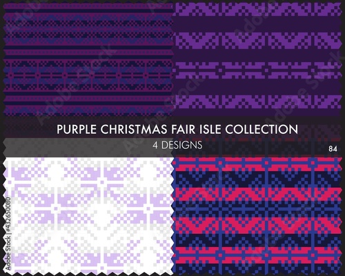 Purple Christmas Fair Isle Seamless Pattern Collection