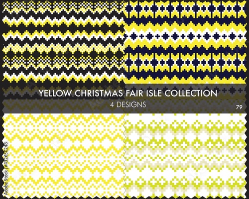 Yellow Christmas Fair Isle Seamless Pattern Collection