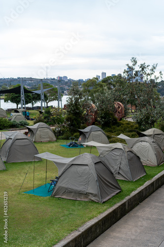 camping in the park, Camping site at Cockatoo Island on Sydney Harbor harbour