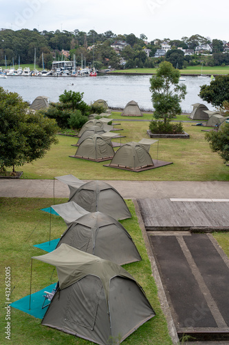 Camping site at Cockatoo Island on Sydney Harbor harbour