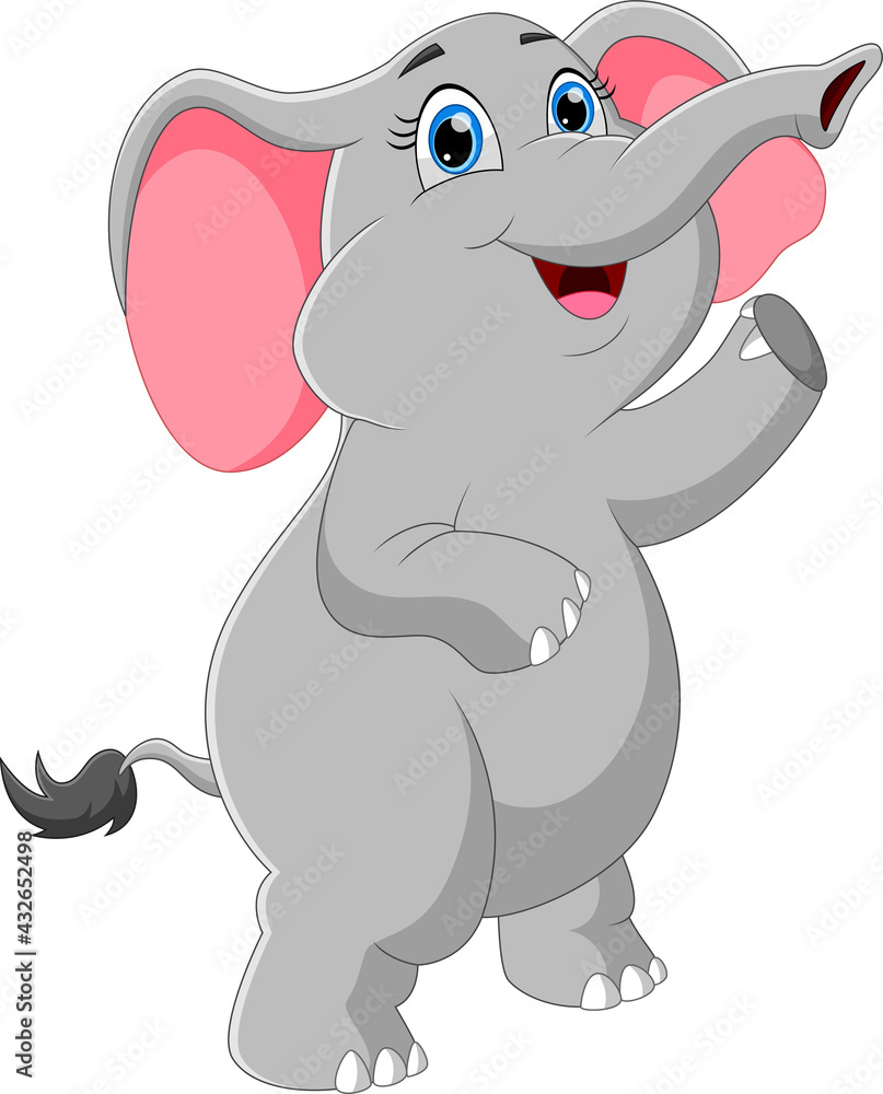 Obraz premium cartoon baby elephant waving