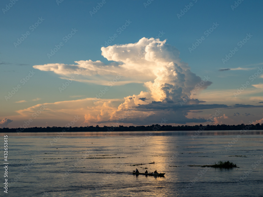 Sunset over the Amazon river