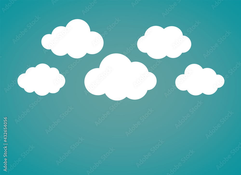 Flat style clouds with blue wallpaper. Vector illustration.