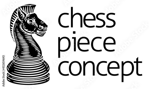 Knight Chess Piece Vintage Woodcut Style Concept