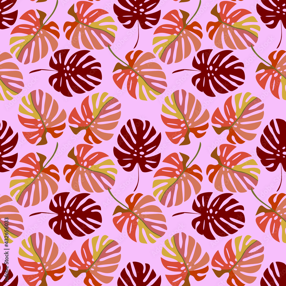 Monstera leaves seamless pattern. Monstera leaves seamless pattern.