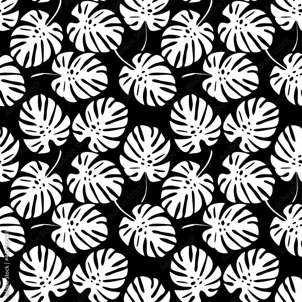 Monstera leaves seamless pattern.