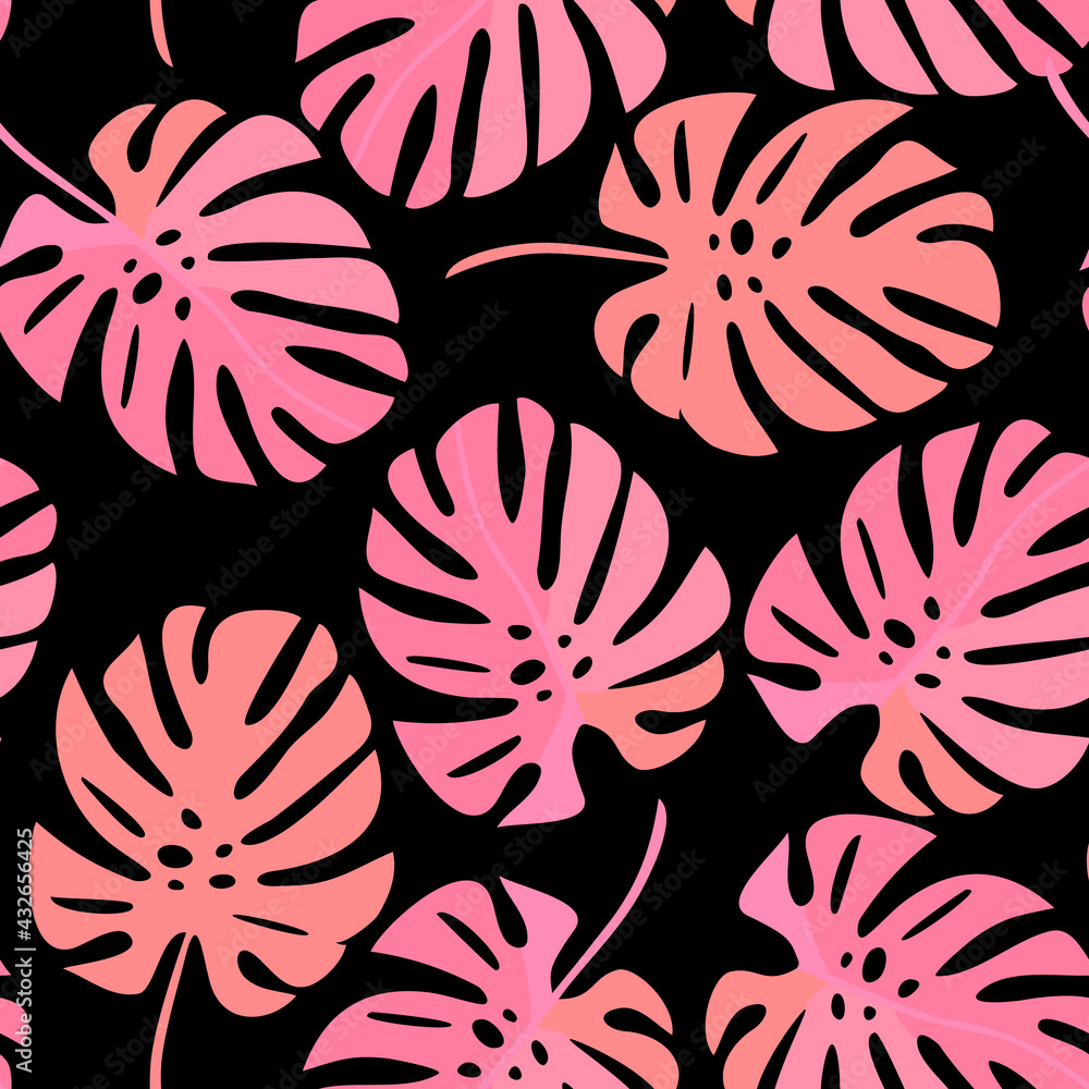 Monstera leaves seamless pattern. Monstera leaves seamless pattern.